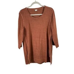 Poetry Hemp Organic Cotton Jersey Tunic Shirt Orange Womens UK 14 US 10
